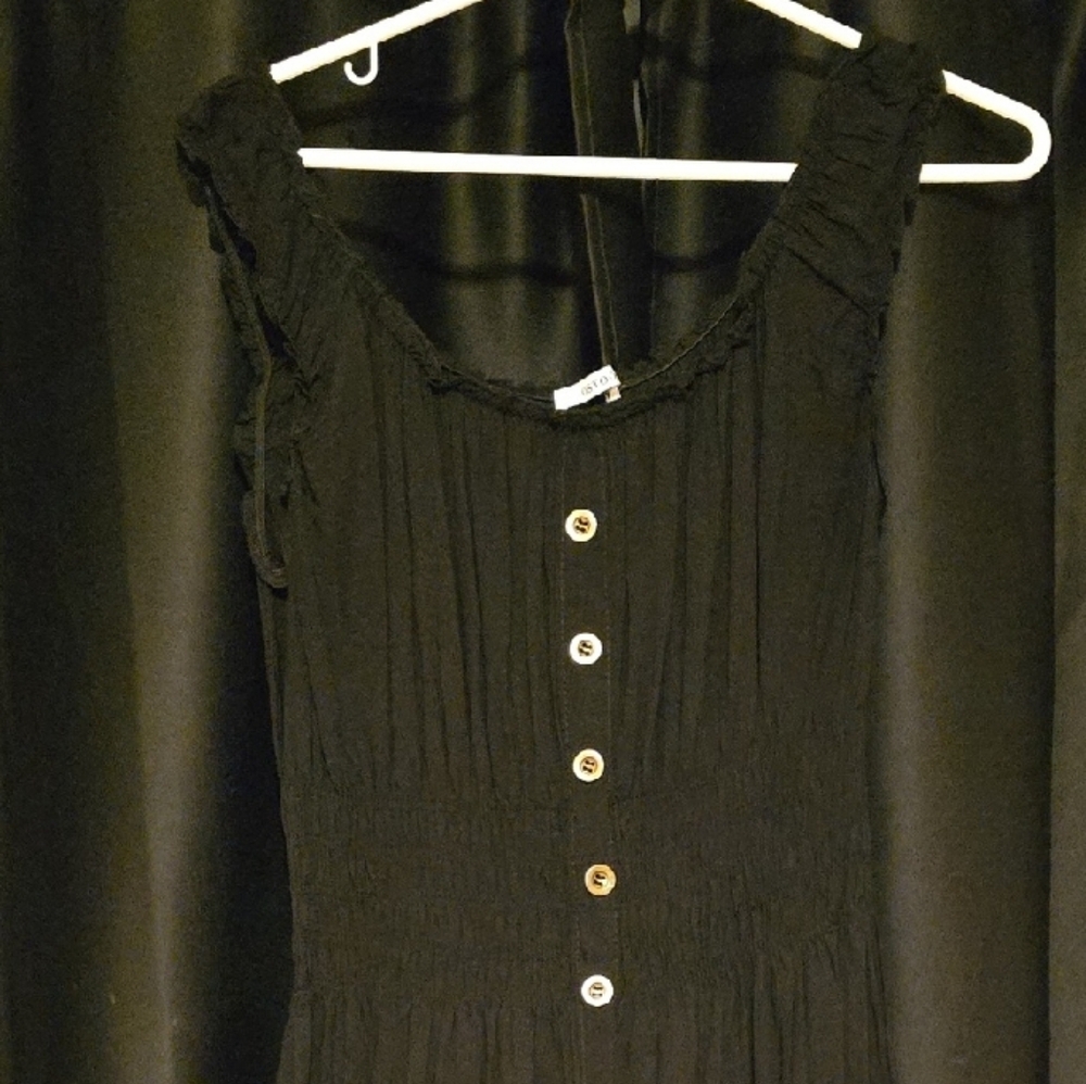 Chic Black Button-Front Midi Dress